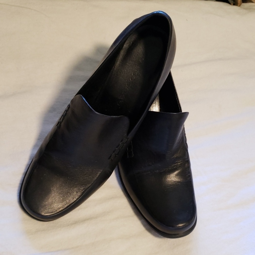 Black leather heels